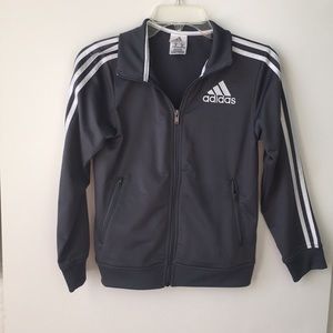 Grey Adidas jacket: unisex kids Medium 10-12 years